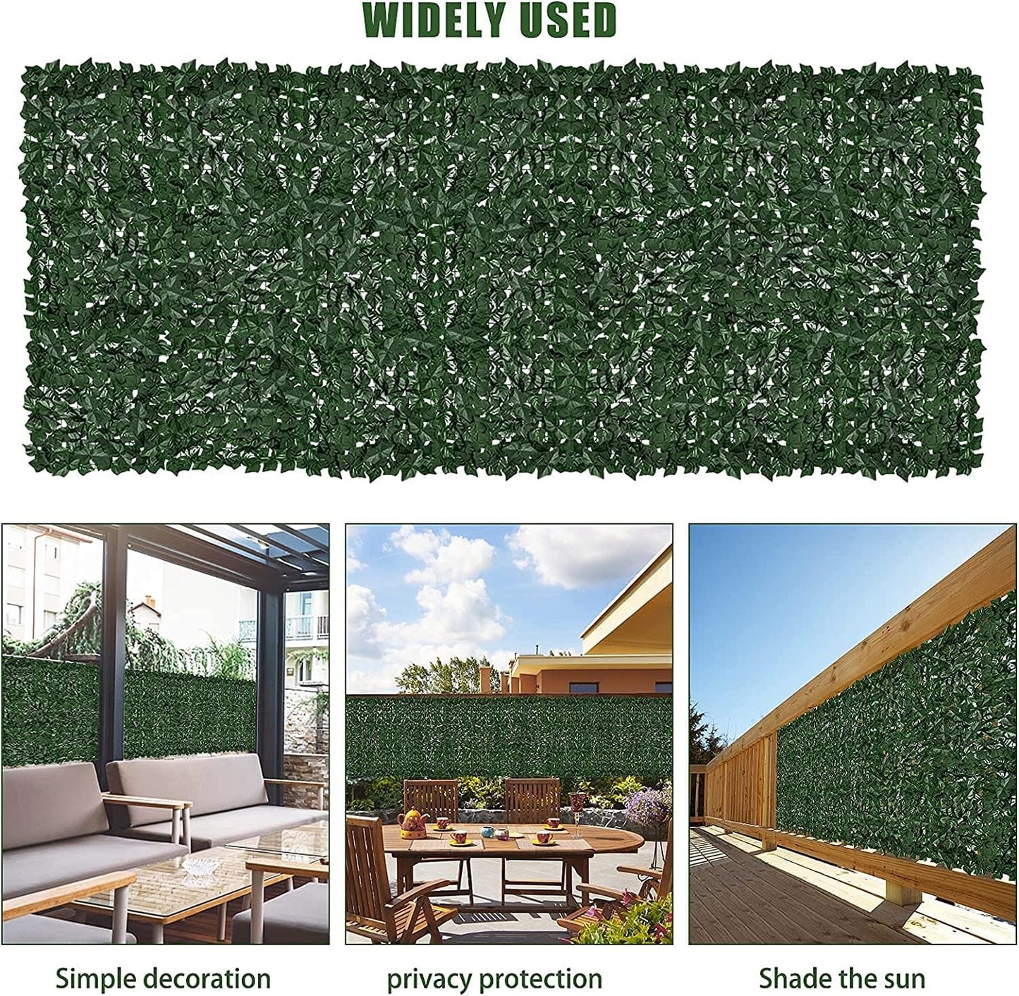 Faux Ivy Privacy Fence Screen Outdoor Expandable Artificial Greenery Roll Fake Hedge Wall Patio Green Plastic Leaf Plant Vine Grass Panels Gate Covering Garden Yard Balcony (158.0 X 60.0 in)