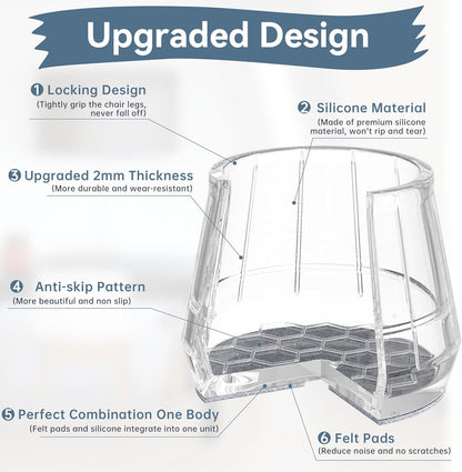 24PCS Extra Small Silicone Chair Leg Floor Protectors for Hardwood Floors, Thicken Rubber Chair Leg Cap Covers, Non Slip Furniture Leg Pads to Protect Wood Tile Floors from Scratches and Reduce Noise