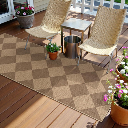 Lahome Checkered Easy Jute Runner Rug, 2x6 Kitchen Mats for Floor Non Slip Washable Entryway Runner, Checkerboard Nature Indoor Outdoor Carpet for Hallway 6ft Entry