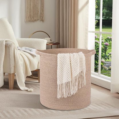 OIAHOMY 80L Laundry Hamper, Storage Basket with Handles, Laundry Basket For Toys, Pillows, Blankets,Clothes-20x18in-Brown