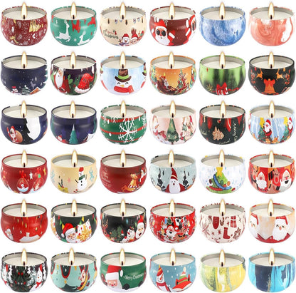36 Pack Christmas Scented Candles Set for Home, Relaxing Stress Relief, Aromatherapy - Natural Soy Wax and Fragrance - Gifts for Women, Mom, Best Friend, Wife, Birthday