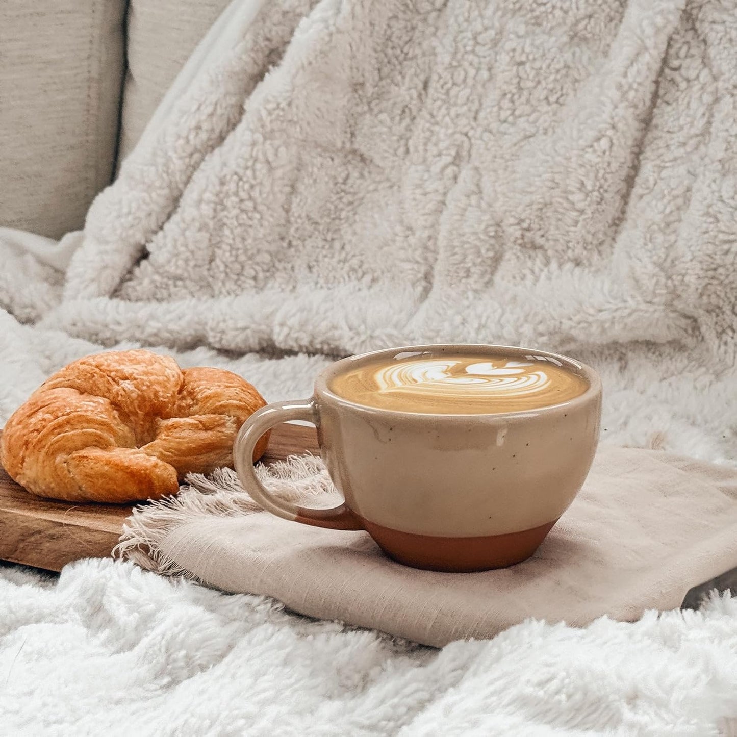 Mora Ceramic Latte Art Mug With Saucer - 10.5 oz, Round Bottom For Perfect Pours - Cafe Cups for Cappuccino, Espresso, Coffee, Tea etc - Porcelain Set for Baristas, Great Gift - Chai Latte