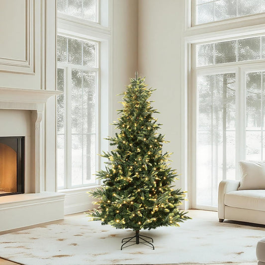 GarveeHome 4.5 FT Artificial Pre-lit Mini Christmas Tree, Green PVC Christmas Tree with 250 Warm White Lights for Home, Office, and Xmas Party Décor, Includes Stand