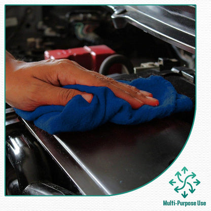 ZUPERIA Cotton Shop Towel – Multipurpose Cleaning Cloths (14" x 12" - Pack of 500 - Blue) Reusable Shop Rags for Automobiles, Industrial, Restaurants, Garage, and Homes