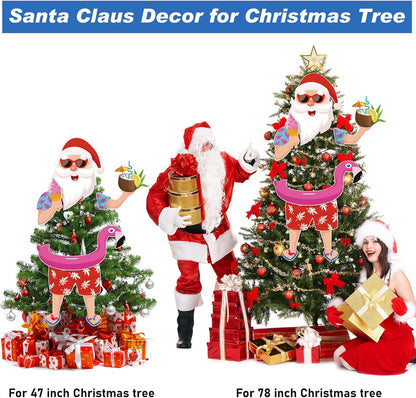 Christmas Tree Topper Hawaii Christmas Decoration Santa Claus Tree Topper Flamingo Ice Cream Coconut Head Arms and Legs Xmas Ornament Decor for Home Party Supplies