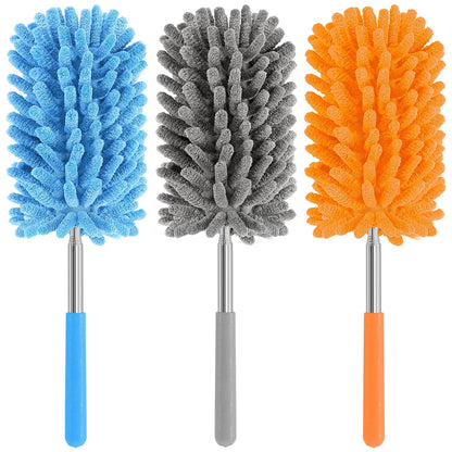 Mini Duster for Cleaning, 360° Bendable Hand Dusters with Extension Pole, Washable Small Duster for Car Interior, Office, Furniture