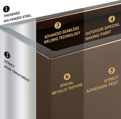 Metallic Heavy Planter for Outdoor Plants, 38Lx10Wx30H Inches Tall and Long Metal Divider Planter Box for Outside & Indoor, No Assembly Required (Espresso)