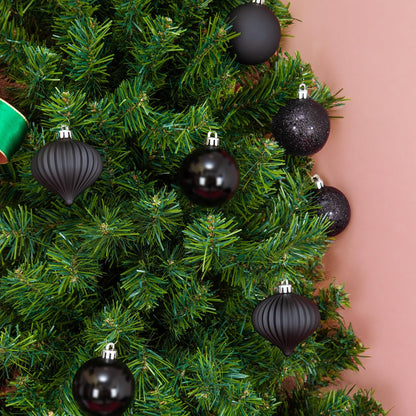 Every Day is Christmas Ornaments, Shatterproof Christmas Tree Ornament Set, Christmas Balls Decoration 50 Count (2.24"/57mm, New Black)