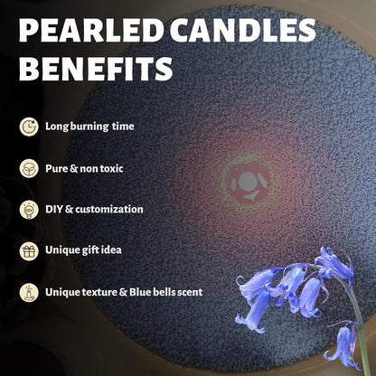 Bluebell Scented Light Blue Pearled Candle 18oz Luxury Sand Candle Granulated Wax - 30 Cotton Wicks - Wax for Candle Making Decorative Candles Smooth and Clean Burning Lasts up to 120 Hours