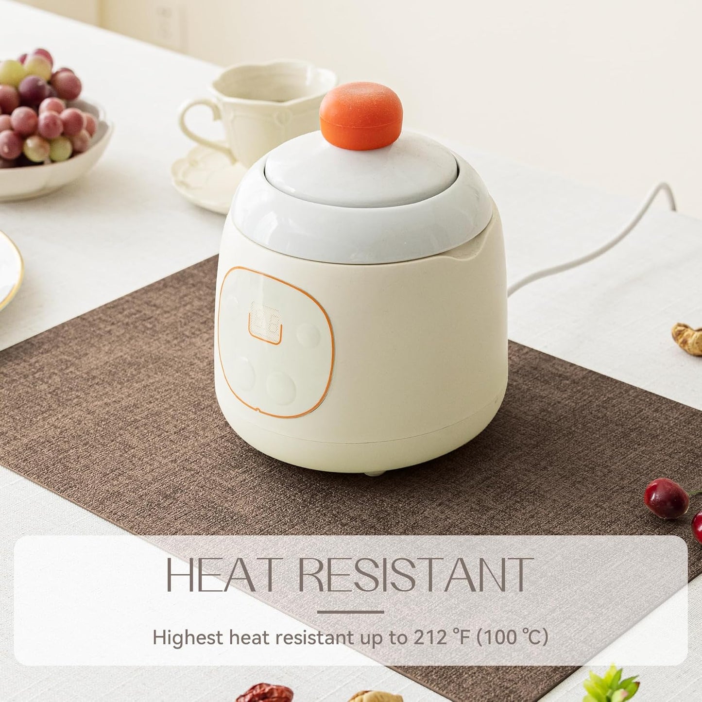 Romanstile Vinyl Placemats Set of 8-12 X 18 Inch - Heat Resistant Place Mats 100% Waterproof Oilproof Wipeable Reversible Faux Leather Table Mats for Kitchen/Dining/Party/Outdoor, Brown