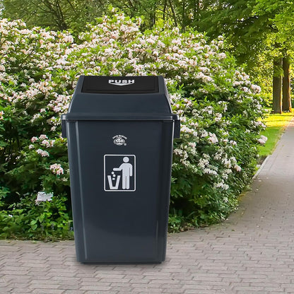 4 Pack 18 Gal Plastic Garage Can with Swing Lid, Heavy-Duty Recycle Bin, Trash Can/Waste Container for Backyard/Garage/Outdoor