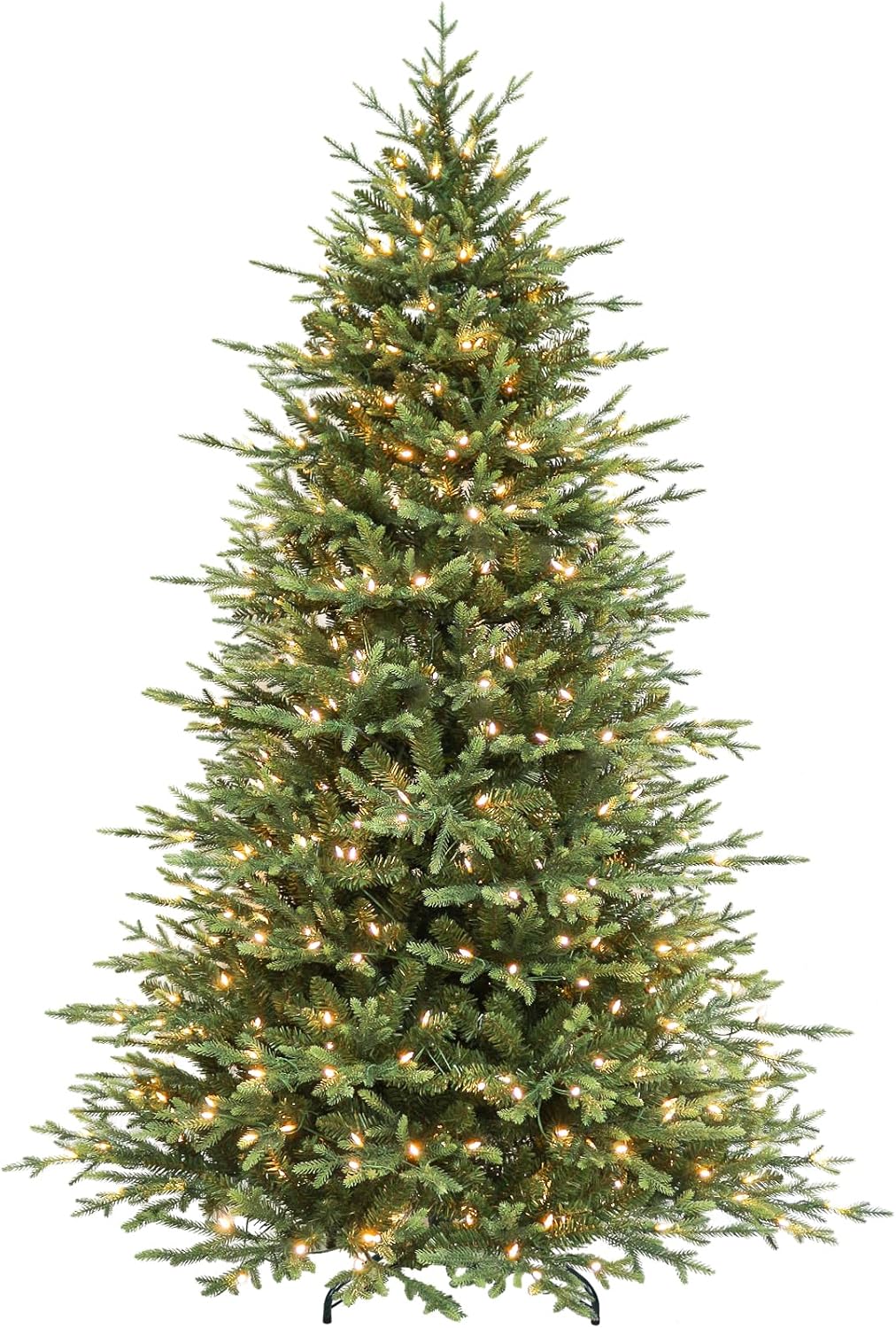 Hykolity 7.5 ft Prelit Artificial Christmas Tree, 2933 PE&PVC Branch Tips, 450 Warm White LED Lights, Metal Stand and Hinged Branches