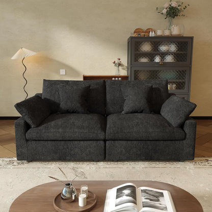 JACH Sectional Couches for Living Room, Cloud Sectional Couch with Deep Seat, Down Filled Modular Sofa, Covers Removeable & Washable, Love Seat Sofas Furniture for Living Room, Black