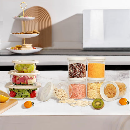 Urban Green Glass Food Storage Jar with Glass Lid, Food Canister Set with Airtight Lids, Pantry Storage Jar for Kitchen Organization. Food Storage Containers in Pack of 6, 16oz.