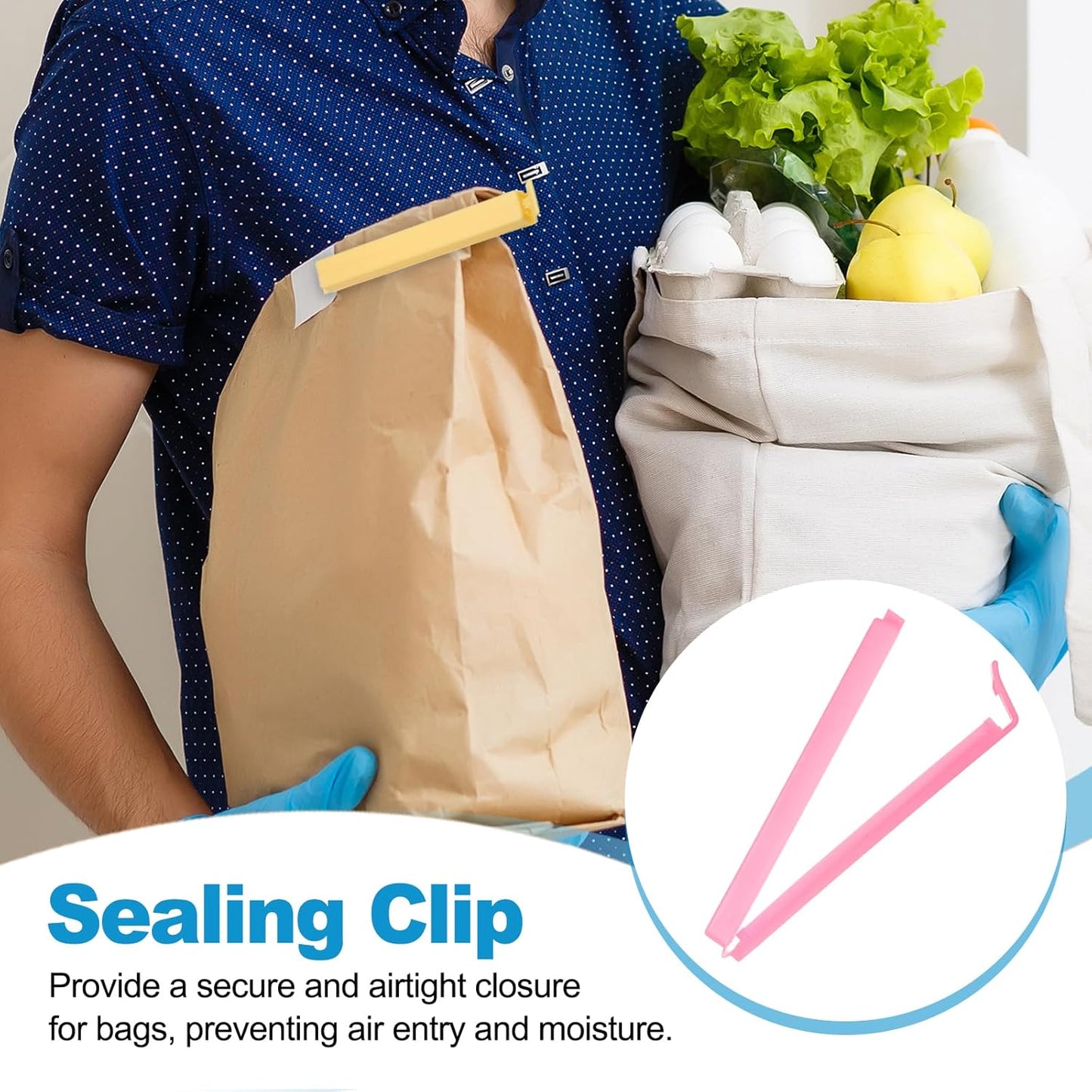 PATIKIL Sealing Clips 4.3 Inch, 10 Pack Reusable Plastic Bag Clip Clamp Sealer for Food Storage Snack Bag Home Kitchen, Pink