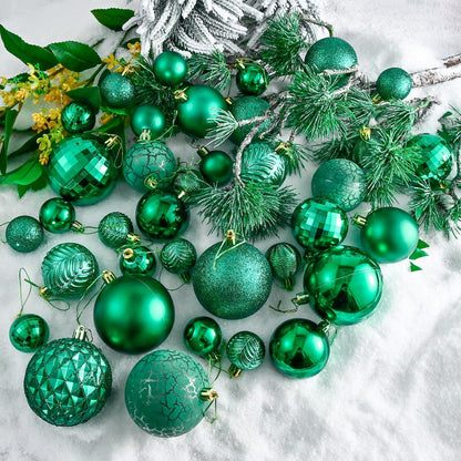 LANGXUN 36pcs Emerald Green Christmas Tree Decorations Balls, Bolas De Navidad, 2025 Christmas Decor, Indoor Outdoor Shatterproof Christmas Ornaments, Xmars Party Wedding Suppiles