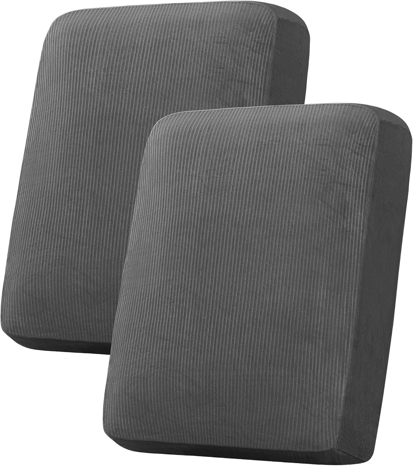 H.VERSAILTEX Velvet Stretch Couch Cushion Cover Plush Cushion Slipcover for Chair Loveseat Sofa Cushion Furniture Protector Seat Cushion Sofa Cover (2 Piece Medium Sofa Cushion Covers, Grey Striped)