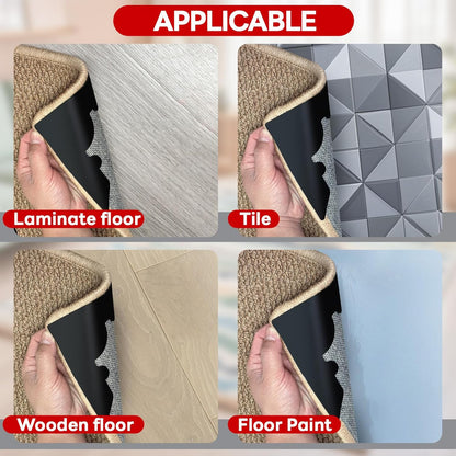 Rug Non Slip Grippers, Reusable Keep Rug Corner Down Tape Pads for Hardwood Floors, Strong Carpet Gripper for Area Rugs, No Damaging for Floor, 24Pcs