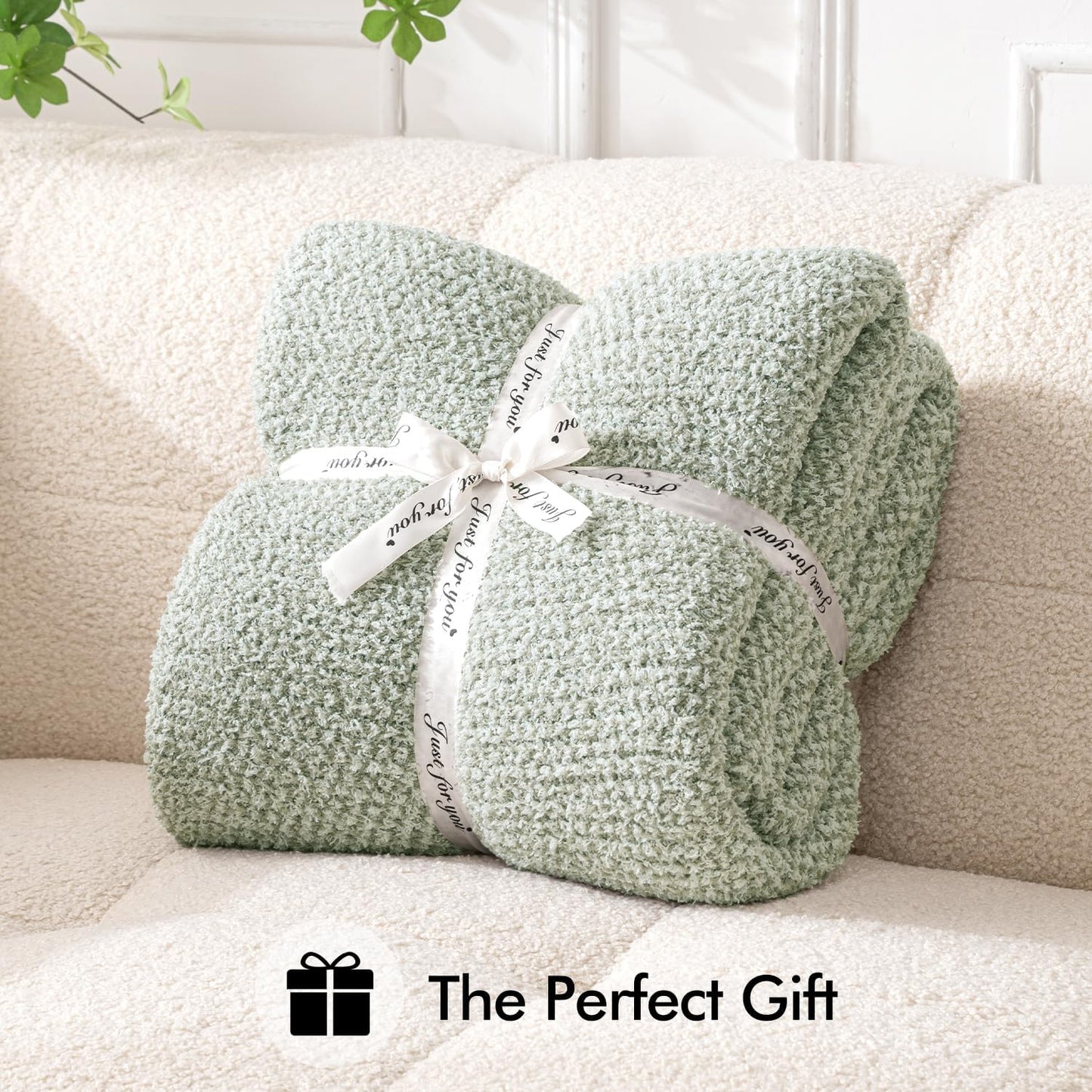 MIULEE Sage Green Super Soft Throw Blanket for Couch, Cozy Fluffy Warm Throws Knit Blankets for Sofa, Bed, Chair, Living Room, Camping, Picnic, Spring Home Decor,50 x 60 inch