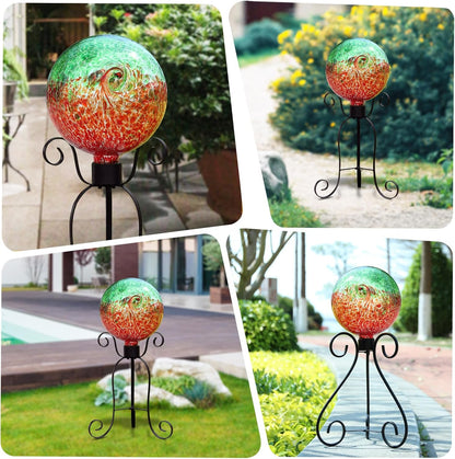 VCUTEKA Gazing Ball, Glass Gazing Balls Sphere for Garden Lawn Outdoor Ornament Yard Decorative, Red Swirl, 10"