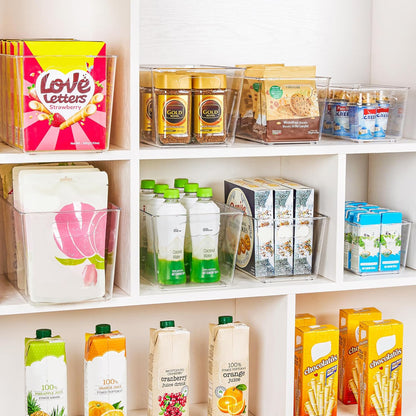 YIHONG Clear Pantry Storage Organizer Bins, 10 Pack Plastic Food Storage Bins with Handle for Kitchen,Refrigerator, Freezer,Cabinet Organization and Storage