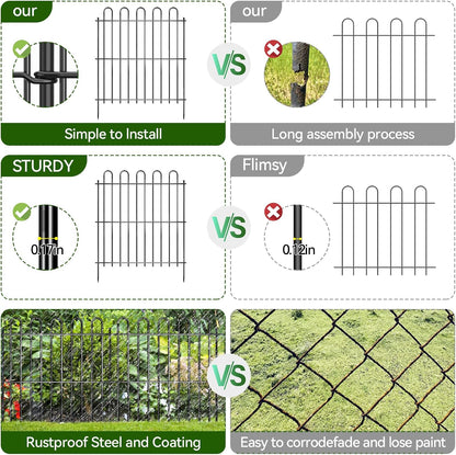 25 Panels Decorative Garden Fence, 50ft X 32in Rustproof Metal Animal Barrier Fence, No Dig Fence Garden Fence, Arched Flower Bed Edging Ornamental Wire Border Fencing for Outdoor Yard, Patio Decor