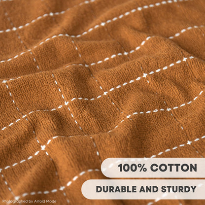 Artoid Mode Checkered Designed Cotton Beige Caramel Terry Kitchen Dish Towels, 15x25 Inch Soft Absorbent Quick Drying Cleaning Tea Towels Set of 4