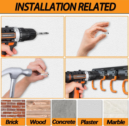 3-H 12×16" All Metal Garden Tool Organizer, Garage Tool Organizer, Broom Holder Wall Mount for Garage, Shed, Garden, Basement Hanging and Organizing Rake, Mop, Shovel, Hose