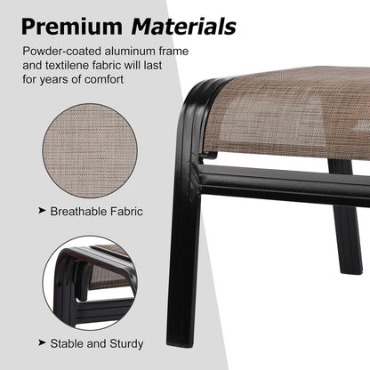 Patio Ottoman Outdoor Footstools Assembled Aluminum Footrest Small Seat for Balcony,Backyard 2 Pack Brown