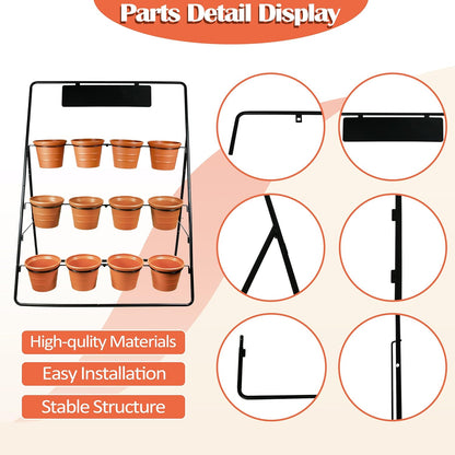 Sunnyglade 3-Tier Metal Plant Stand Rack Multiple Flower Pot Holder Shelf Ladder Plant Display Shelf With 12 Pots For Indoor Outdoor Patio Garden Corner Balcony Deck