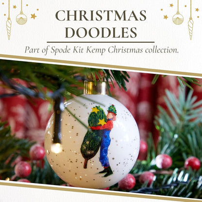 Spode Kit Kemp Christmas Ornament - Doodles Branch Manager - Fine China Whimsical Festive Keepsake, Collectible Holiday Decoration for Tree & Seasonal Decor - Holiday Ornament for Gift Giving