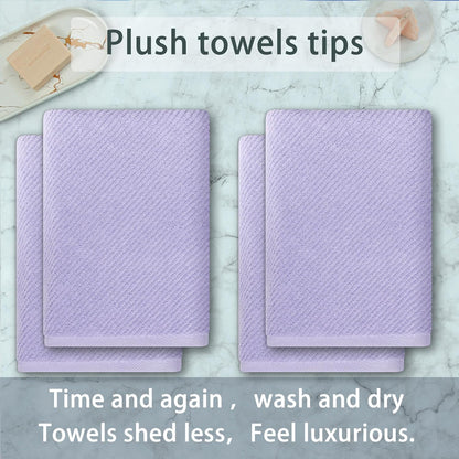 VOOVA & MOVAS Purple Bath Towels Set of 4, Large 30" x 56" - 100% Cotton | Quick Dry | Light Weight | Thick | Soft | Absorbent, Quick Dry Towels for Showering, Luxury Towel Gift Set, Lilac