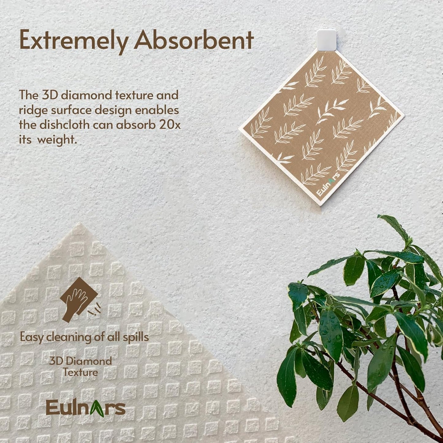 Swedish Dishcloths, 8 Pack Reusable Paper Towels with Clips, Quick Drying Dish Towels, Super Absorbent Cellulose Sponge Cloths, No Odor, Kitchen Cleaning Essentials