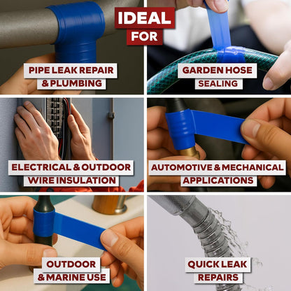 XFasten Self Fusing Silicone Tape Waterproof – 1" x 36 Feet Blue, Self Amalgamating Tape, Silicone Rubber for Plumbing, Sealing Pipes, Hose Repair, Outdoor Coax and Electrical Cables – Weatherproof