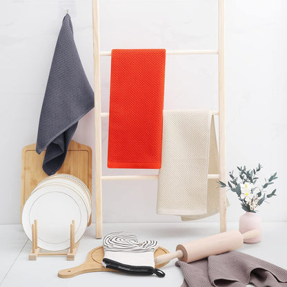 Homaxy 100% Cotton Waffle Weave Kitchen Dish Towels, Ultra Soft Absorbent Quick Drying Cleaning Towel, 13 x 28 Inches, 4-Pack, Multicolor