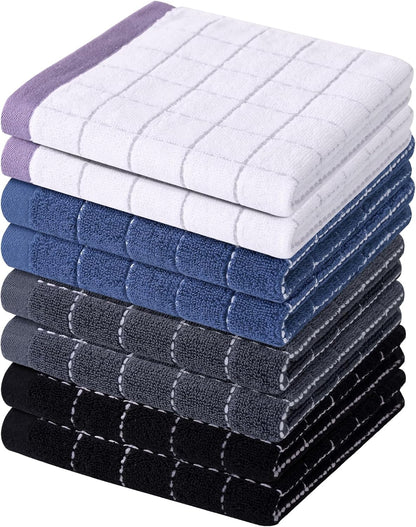 Homaxy 100% Cotton Terry Kitchen Dish Cloths, Ultra Soft and Absorbent Dish Towels for Kitchen, Suitable for Drying and Washing Dishes, 8 Pack, 12 x 12 Inches, Mixed Colour