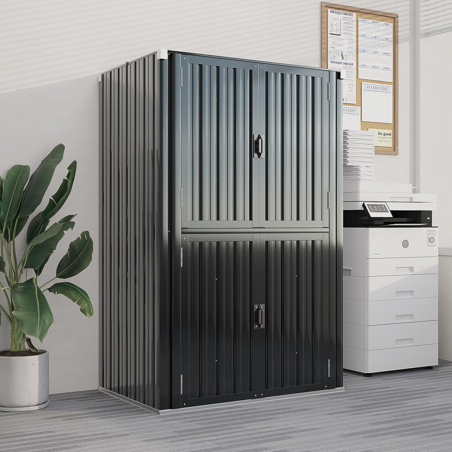 AECOJOY Large Outdoor Storage Cabinet Waterproof with Shelves, Lockable Vertical Outdoor Cabinet, Large Storage Shed Tall Weatherproof Cabinets Garden Sheds & Outdoor Storage Clearance in Dark Grey