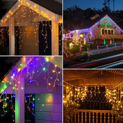 Icicle Lights Outdoor, 40Ft. 432 LED Color Changing Christmas Lights with 81 Drops, Dimmable Twinkle Fairy with Remote and Timer, for House, Warm and Multicolor