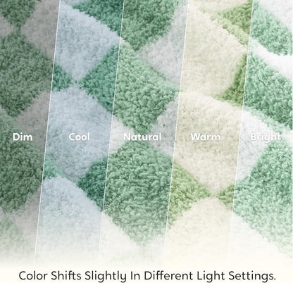 Joiedomi Twin Blanket for Couch, Sage Green Checkered Knitted Blankets Gifts for Women Mom Girls, Cozy Cute Soft Throw Home Room Decor Aesthetic Women Mothers Birthday Gifts 60x80 Inches