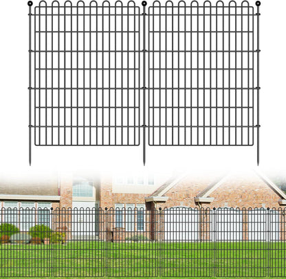10 Panels No Dig Decorative Garden Fence for Yard, 40 in(H) X 23.6 ft(L) Animal Barrier Fencing for Outdoor Dog, Metal Portable Garden Fences for Borders, Pets, Landscape, Temporary Fence