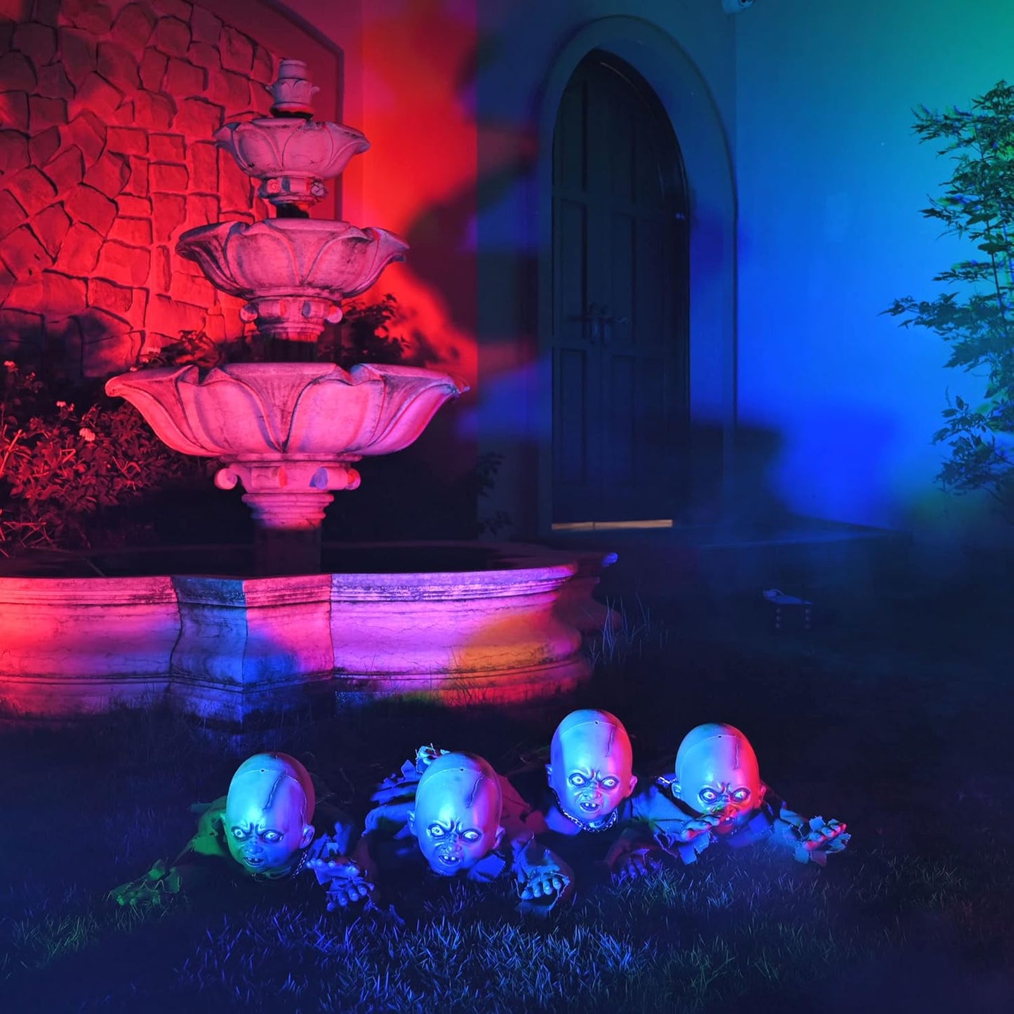 AW Halloween Animated Decoration Crawling Baby Zombie Scary Sound Sensor Activated Ghost Baby Doll Haunted House Flashing Eyes Party Outdoor Decor 2025