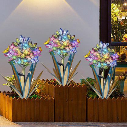 Homight Solar Metal Agave Butterfly Flower Stick Garden Sculpture - Outdoor Gift, Christmas Lights - Swaying Butterfly Garden Lights (2 PCS Blue)