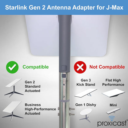 Proxicast Starlink Antenna Adapter for J-Max Antenna Mounts - Stainless Steel Coupler for V2 Rectangular Starlink Satellite Dish Antenna (ANT-800-SA1)