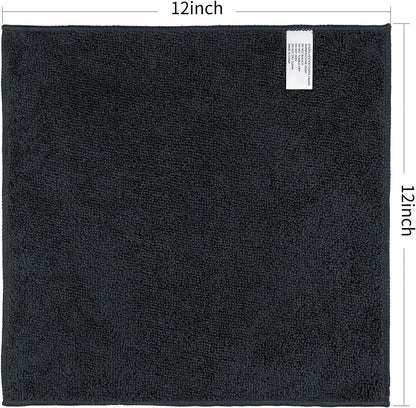 Orighty Microfiber Washcloths Bulk Towels Set 100 Pack, Highly Absorbent and Soft Feel Face Cloths, Multi-Purpose Wash Cloths & Hand Towels for Bathroom, Hotel, Spa, and Gym, 12x12 Inch, Black