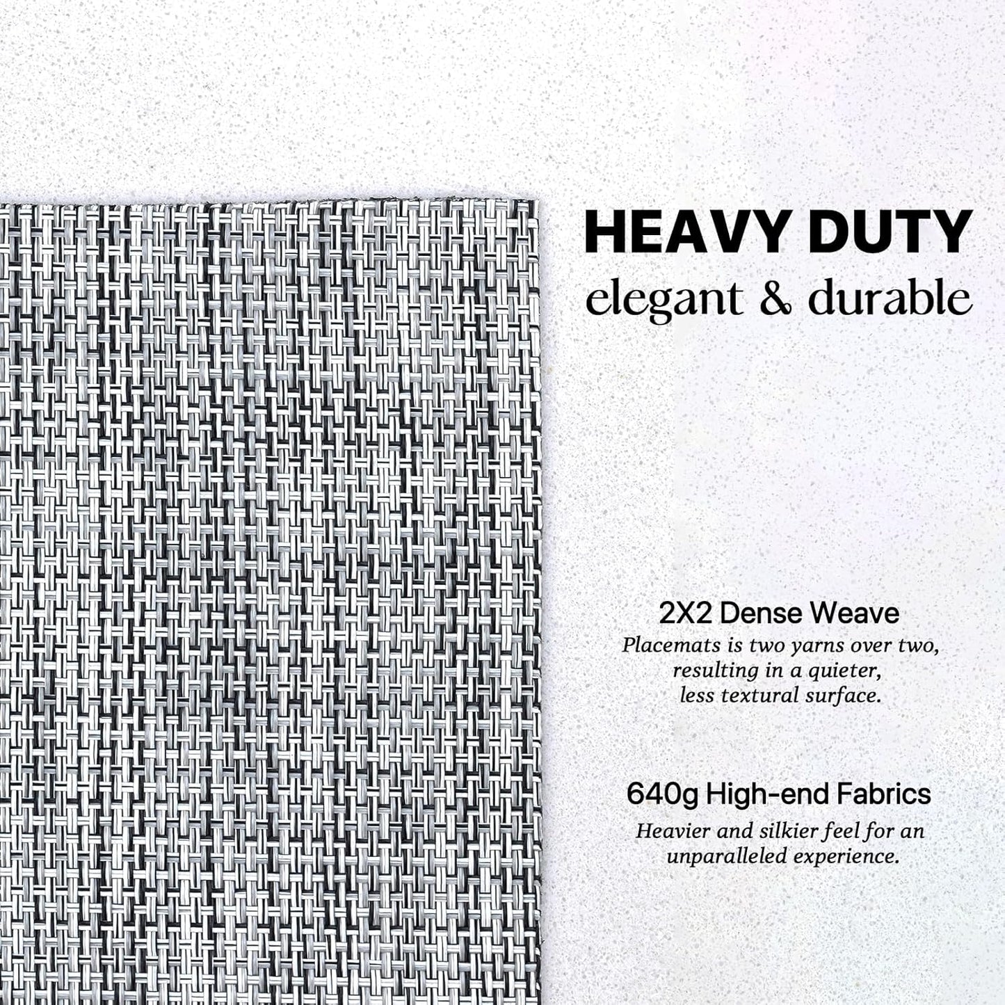 LEXMORE Placemats Set of 8 Vinyl/Plastic Woven Place Mats for Kitchen Table Indoor/Outdoor Washable Placemat Wipeable Dining Table Mats(Gray)