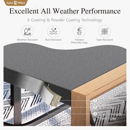 Sophia & William Outdoor Bar Set, Patio Bar Table and Chairs Set, Bar Height Patio Set - 2 x Swivel Bar Chairs(Brown), 1 x Rectangular Bar Table(Larimar Desktop)