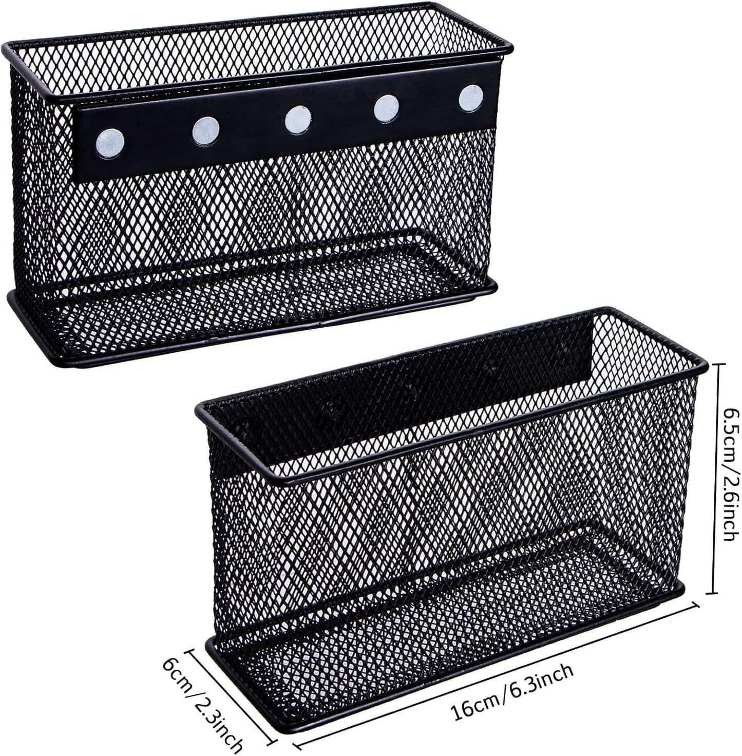 dedoot Magnetic Basket for refrigerator Storage Pencil Holder Basket Mesh Black Strong Magnetic Pen Holder for Refrigerator ,Whiteboard, Locker, Home and Office Organizer, 6.3x2.3x3.6inch,2 Pack