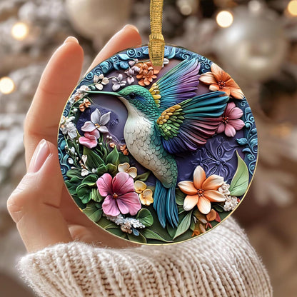 Jabihome Christmas Ornaments 2025, Exchange for Women, Men, Collectible Dated Year Ornaments for Tree, Unique Acrylic Suncatcher, Printed Stained Glass Effect Decor (Hummingbird)