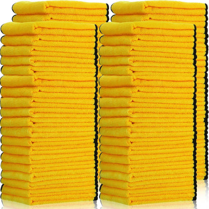 Tallew 60 Pcs Microfiber Towels 16 Inch x 16 Inch Microfiber Cloth Car Drying Towels for Cars Washing Polishing Office Windows Cleaning Household Supplies (Yellow)