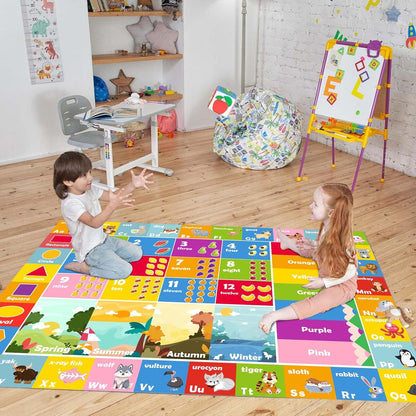 Kids Rug ABC Rug, Play Mat for Kids Playroom ABC Educational Area Rug for Playroom Classroom Elementary Preschool Rugs wtih Numbers Animals (4x6ft)
